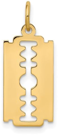 JewelryWeb Halskette für Damen, 14 Karat Gelbgold, massiv, poliert, Rasierklingen-Charm, 23,6 x 9,7 mm, Einheitsgröße, Metall Gelbgold Goldfarben Aus Metall Gelbgold, Kein Edelstein