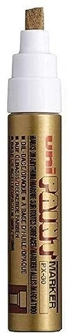 Uni Colour Broad (4-8.5mm) PX-30 Gold Oil Paint Marker Pen Metal Glass Wood Plastic Stone Outdoor mm Metal Chisel Nib Tip (Pack Of 1)