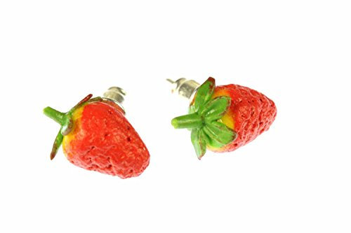 Miniblings Erdbeeren Obst Ohrstecker Beeren Frucht 3D rot spitz - Handmade Modeschmuck I Ohrringe Stecker Ohrschmuck