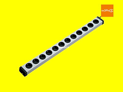 12-fach Universal-Steckdosenleiste mit erhöhtem Berühungsschutz und 3-Meter-Zuleitung H05VV-F 3G 1,5 mm²| 0200x00122303 | Bodo Ehmann | stabiles Kunststoff-Gehäuse | max. 250 V/AC, 50 Hz, 16A, 3.600 W