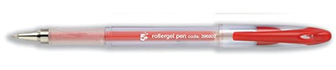 5 Star Office Roller Gel Pen Clear Barrel 1.0mm Tip 0.5mm Line Red [Pack 12]