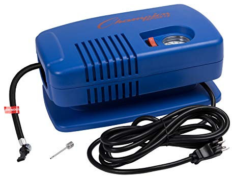 Champion Sports Electric Ball Pump for Basketball, Soccer, Volleyball, with Needle, Gauge, Hose - Quiet, Fast Air Pumps for Balls with up to 125 PSI - Premium Ball Inflator for Gyms, Schools,Blue