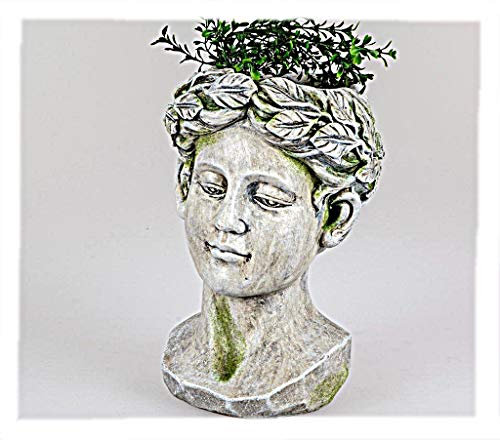 formano Pflanzgefäß Büste Kopf H. 33cm B. 20cm antik grau Magnesia Garten F20