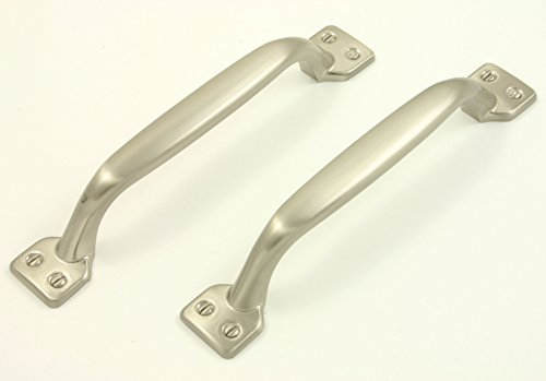 2 x Brushed Nickel Shaker Style D Handle. Kitchen or Cupboard Handles
