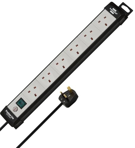 Brennenstuhl Premium-Line extension socket 6-way 5m 05VV-F 3G1,25 black/lightgrey with plug *GB*