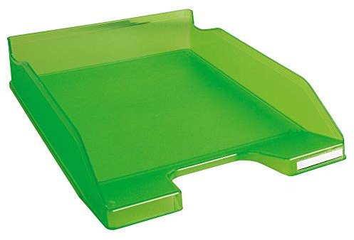 Exacompta - Réf. 11397D - 1 corbeille à courrier COMBO MIDI - dimensions utiles 34 x 25 x 6,5 cm - pour format A4 + - peut contenir 500 feuilles - couleur vert pomme translucide