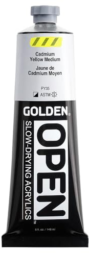 GOLDEN OPEN Slow-Drying Acrylics, Cadmium Yellow Medium, 5 fl. oz. Tube