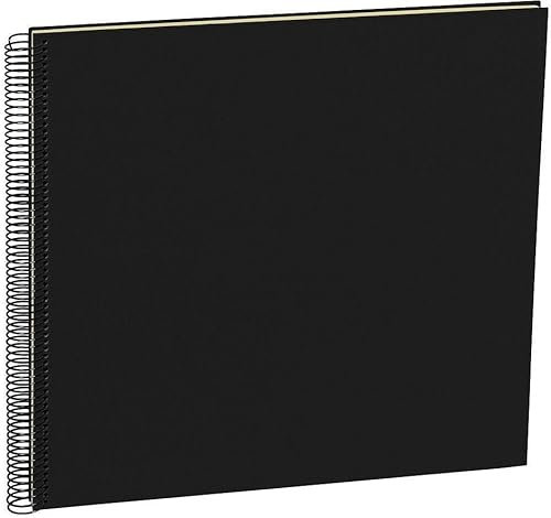 Semikolon 352933 Spiral Album Economy Large - 34,5x33,2 cm - Fotoalbum, 50 Seiten cremeweiß, Fotobuch, black schwarz