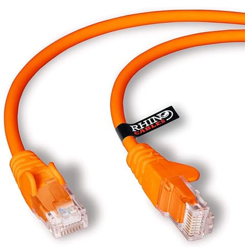 rhinocables CAT 6 High-Speed Gigabit Ethernet Cable - Patch Network Lead for LAN| Snagless UTP With LSZH Jacket | RJ45 Connector - Internet, Router, Modem, Smart TV, PC & More (2m, Orange, Pack of 1)