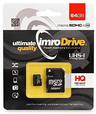 IMRO Adaptateur Carte microSD 64 Go Classe 10 UHS-I