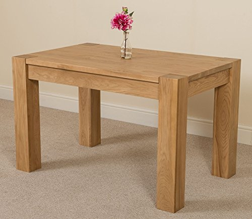 Oak Furniture King Kuba Oak Dining Table 125 x 80 cm, Kitchen Dining Table, Seats 4-6 People, Solid Wood, Natural Finish