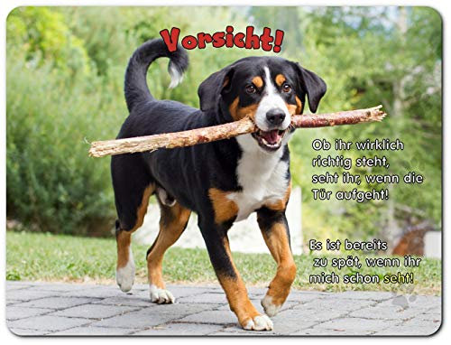 Merchandise for Fans Blechschild/Warnschild/Türschild - Aluminium - 20x30cm - mit Spruch - Motiv: Entlebucher Sennenhund - 01