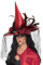 Smiffys Chapeau sorcière, Rouge foncé, avec plumes & tulle, deluxe