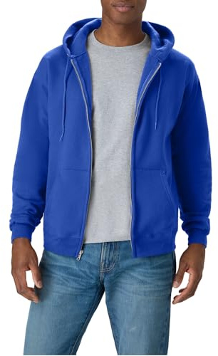 Hanes Mens Hoodie, Ecosmart Fleece Full-zip Zip-up Hooded Sweatshirt For Athletic-hoodies, Deep Royal, Small US