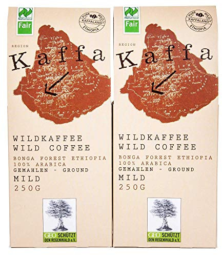 Original Food Bio Kaffa Wildkaffee, mild, gemahlen, 2er Pack (2 x 250 g)