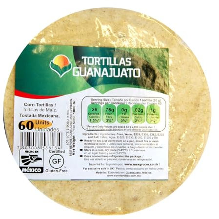 15cm Yellow Corn Tortilla for Frying 1kg / Mexican Gluten Free Tortilla Wraps, Corn Tortillas, Tacos for Frying