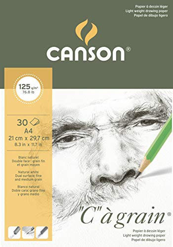 Canson 400060605 C a grain Zeichenpapier, A4, naturweiß