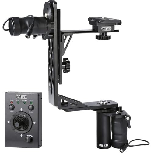 Vidpro mh-430 professionale motorizzato pan & Tilt Gimbal Head include: Heavy-Duty Gimbal Head motori, 2 marce, joystick Control, cavi e custodia