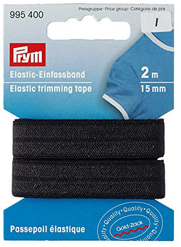 Prym 995400 Elastisches Einfaßband 15 mm schwarz