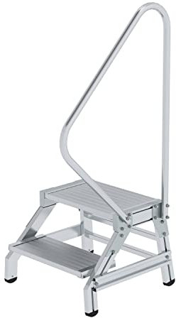 Aluminium-Montagetritt mit Handlauf, starr 2 Stufen Arbeitshöhe bis ca. 2,40 m