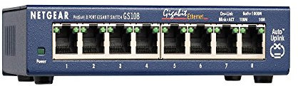 NETGEAR 8-Port Gigabit Ethernet Unmanaged Switch (GS108) - Desktop or Wall Mount, and Limited Lifetime Protection