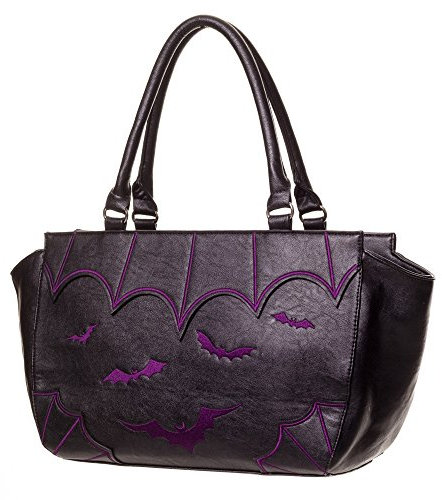 Banned Damen Handtasche - Purple Bats Henkeltasche