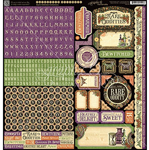 Graphic 45 GR4501156 Rare Oddities Sticker, 12 inch x 12 inch