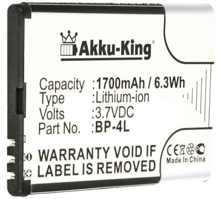Akku-King Akku kompatibel mit Nokia BP-4L, BP-4C - Li-Ion - 1700mAh - für E61i E52 E71 E90 N97 N810