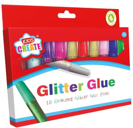 Pack 10 Colour Glitter Sparkly Glue Pens Cards Scrapbook
