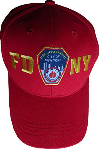 NYC FACTORY FDNY Baseballmütze Polizeiabzeichen Feuerwehr von New York City Rot & Gold Einheitsgröße, rot, Einheitsgröße