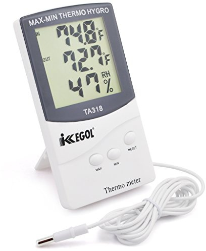 iKKEGOL Dual Sensor LCD Display Indoor Outdoor Digital Thermometer Hygrometer with Max Min Memory