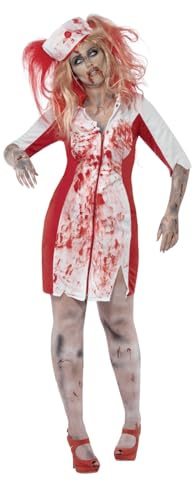Smiffys Curves Zombie Nurse Costume, White, L - US Size 14-16