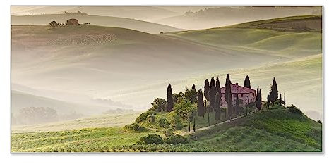 banjado® Magnettafel 78 x 37cm / Magnetwand aus Metall/Magnetpinnwand als Memoboard/Pinnwand Magnettafel Küche, Büro, Kinderzimmer inkl. 4 Magnete & Montageset - Motiv Toscana