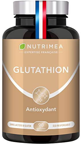 GLUTATHION - Réduit à 98% - Formule avec Précurseurs dont NAC + Vitamine C - Renforce l'Immunité, Antioxydant - Anti-âge, Peau Illuminée - 90 Gélules Vegan - Nutrimea - Fabriqué en France