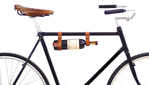 oopsmark Porte-Bouteilles de vin pour vélo - Porte-Bouteille de vélo - Cuir Brun Clair.