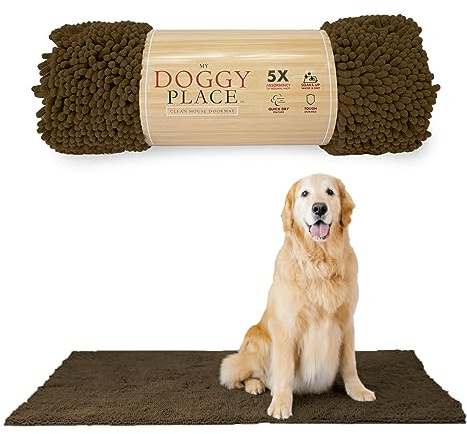 My Doggy Place Dog Mud Mat, 60 x 36 Brown – Thick Microfiber Entry Rug for Snow, Mud & Salt – Absorbent, Quick-Dry, Washer-Safe & Non-Slip, X-Large