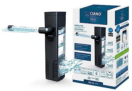 Ciano Filtro interno per acquario CF40 - Flusso di 200 l/h. Adatto per acquari tra 10-40 litri.
