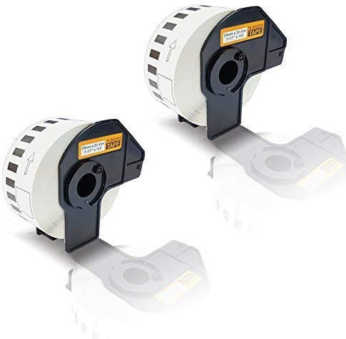2X Print-Klex Etiketten-Rollen kompatibel für Brother P-Touch DK-22210 P-Touch QL 580 Series QL 650TD QL 700 QL 710W QL 720NW DK22210 30,48m x 29mm Endlos Adress Etiketten Label Office Serie