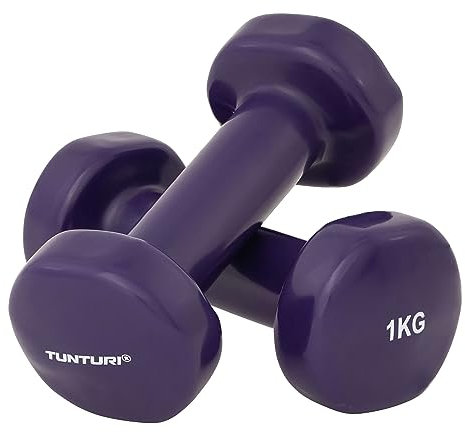 Tunturi Kurzhantel-Set, farbige Hanteln mit 2 x 1 kg, Vinyl, Stahlhanteln