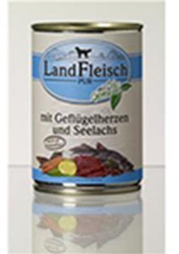 Landfleisch Geflügelherzen | 12x 400g Hundefutter nass