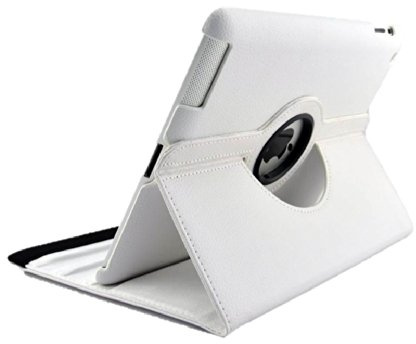 PU Leather 360 degree rotation stand iPad case for Apple Ipad mini ipad mini 2nd generation, Free Screen Protector & Stylus - White