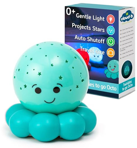 Cloud b Nightlight Projector für unterwegs | Sanfte Helligkeit | 3 Farben | Auto-Shutoff | Octo Baby Blau