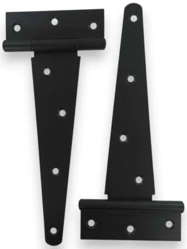 Merriway® BH04383 Heavy Duty Tee Hinges | Corrosion resistant black finish | Length - 200mm | Pack of 2 | Ideal for Gates, Shed Doors and Garden Buildings