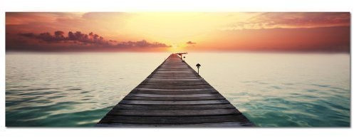 PANORAMA BILD in 150x50cm TOP Bilder! (Steg am Wasser) Wandbild xxl günstig & modern ART PRINT Wandbilder Bilder EXKLUSIVES Fotowandbild auf Leinwand und Keilrahmen Bild Leinwandbild Fotodruck modern Zeitlos Stilvoll wie ein Gemälde Ausführung schöner Kunstdruck auf echter Leinwand als Wandbild mit Rahmen. Preiswerter als Ölbild Gemälde Foto Poster Plakat mit Bilderrahmen.