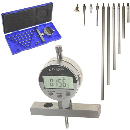 igaging 400-d69 Tiefenmesser Digitale Elektronische Anzeige, 0–55,9 cm Messbereich, 0 cm Auflösung, Entriegelungsknopf auf 2 Höhen Basis (Zoll/mm/proteinfraktionen)