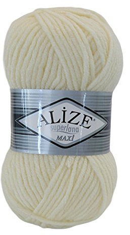 Strickgarn Strickwolle Superlana Maxi 100g 25% Wolle Wintergarn Winterwolle, 50 Farben, Farbe:01 cream
