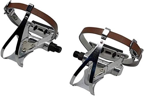 Rennrad Fahrrad Pedale mit Käfig und Schlaufen Leder Riemen