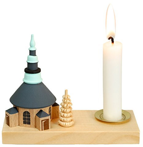 Rudolphs Schatzkiste Kerzenhalter Seiffener Kirche 8,0 cm Kerzenleuchter Erzgebirge NEU