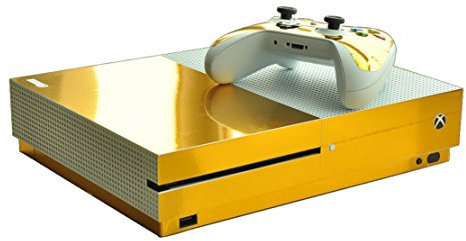 DOTBUY Xbox One S Autocollant Console Decal Vinyl Skin Sticker + 2 Autocollant Manette + 1 Autocollant Kinect Set (Glossy Gold)