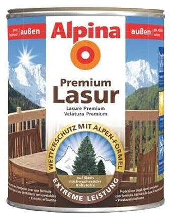 ALPINA Premium Lasur, 750 ml, Holz Dickschichtlasur außen, Walnuss